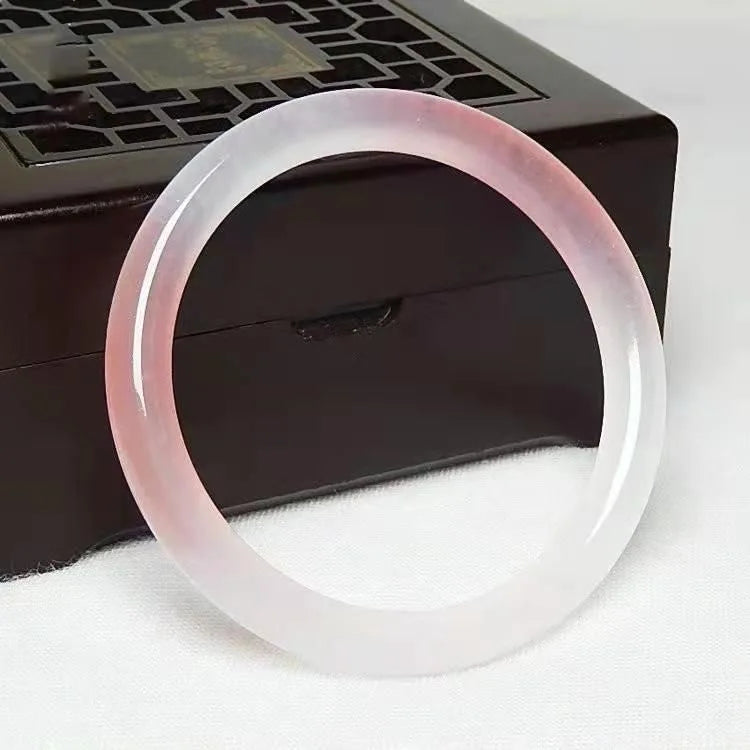 Pink Jade Bangle Bracelet Natural Jewelry Charm Tricolor Chinese Amulet 54-64mm