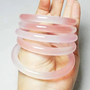 Pink Jade Bangle Bracelet Natural Jewelry Charm Tricolor Chinese Amulet 54-64mm