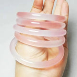 Pink Jade Bangle Bracelet Natural Jewelry Charm Tricolor Chinese Amulet 54-64mm