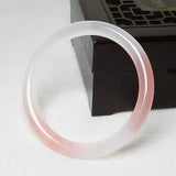 Pink Jade Bangle Bracelet Natural Jewelry Charm Tricolor Chinese Amulet 54-64mm