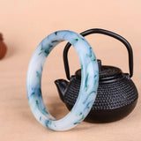 Natural Jade Bangle Bracelet Hand Carved Amulet Jewelry