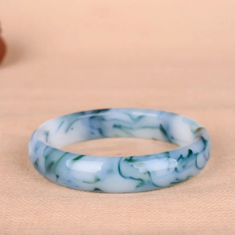 Natural Jade Bangle Bracelet Hand Carved Amulet Jewelry