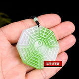 8 Trigrams Jade Pendant Necklace Chinese Hand-Carved Luck Amulet