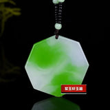 8 Trigrams Jade Pendant Necklace Chinese Hand-Carved Luck Amulet