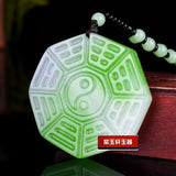 8 Trigrams Jade Pendant Necklace Chinese Hand-Carved Luck Amulet