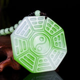 8 Trigrams Jade Pendant Necklace Chinese Hand-Carved Luck Amulet