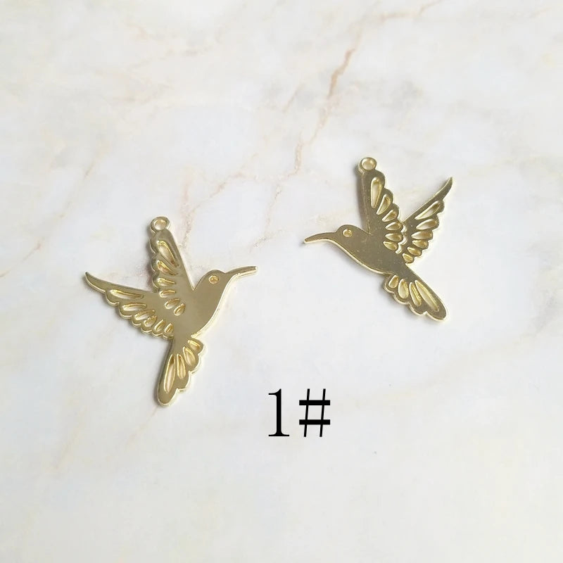 Colour-Retaining Alloy Bird Leaf Pendant Earrings Material