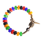 Coloured Glaze Beads Stretch Bracelet with Copper Charm