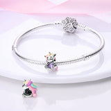Unicorn Charm Beads Fit Chain Bracelet Diy Purple Heart CZ