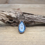 Colourful Agates Geode Slab Pendants Antique Copper Necklace