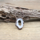 Colourful Agates Geode Slab Pendants Antique Copper Necklace