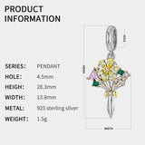 S925 Sterling Silver CZ Flowers Dangle Charm