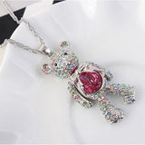 Crystal Bear Pendant Necklace Austrian Crystal Jewelry