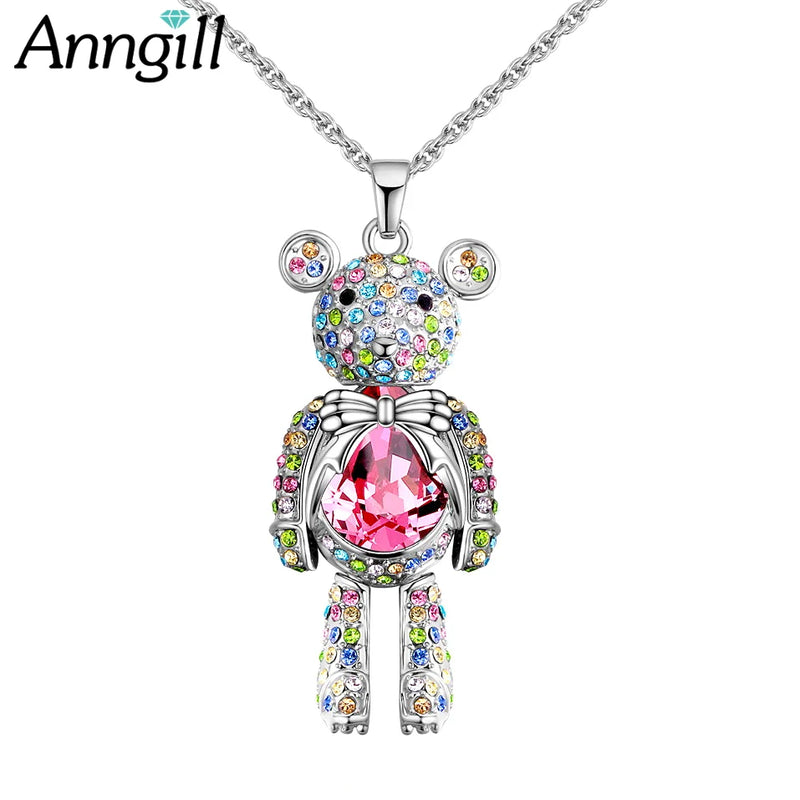 Crystal Bear Pendant Necklace Austrian Crystal Jewelry