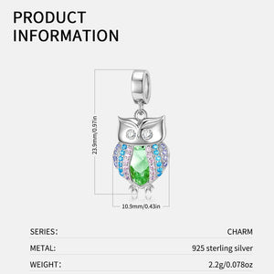 Colorful Crystals Owl Dangle Charm for Women Bracelet Necklace