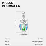 Colorful Crystals Owl Dangle Charm for Women Bracelet Necklace