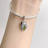 Colorful Crystals Owl Dangle Charm for Women Bracelet Necklace