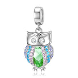 Colorful Crystals Owl Dangle Charm for Women Bracelet Necklace