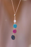 Colorful 925 Silver Round Pendant Necklace, Charm Jewelry