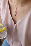 Colorful 925 Silver Round Pendant Necklace, Charm Jewelry