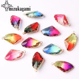 Tourmaline Geometric Crystal Charm Pendant 16*31MM 1pc