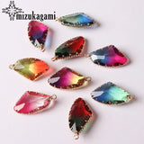 Tourmaline Geometric Crystal Charm Pendant 16*31MM 1pc