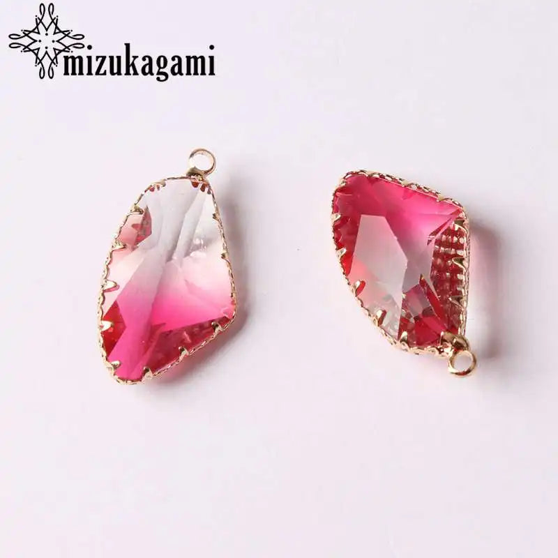 Tourmaline Geometric Crystal Charm Pendant 16*31MM 1pc
