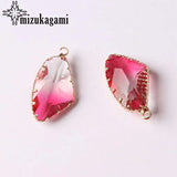 Tourmaline Geometric Crystal Charm Pendant 16*31MM 1pc