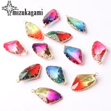 Tourmaline Geometric Crystal Charm Pendant 16*31MM 1pc