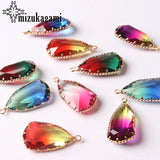 Geometric Tourmaline Crystal Water Drop Charm for Necklace Making