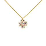 Colorful Zircon Pendant Necklace with Chain Set