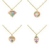 Colorful Zircon Pendant Necklace with Chain Set