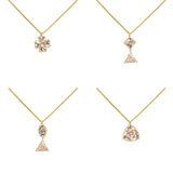 Colorful Zircon Pendant Necklace with Chain Set