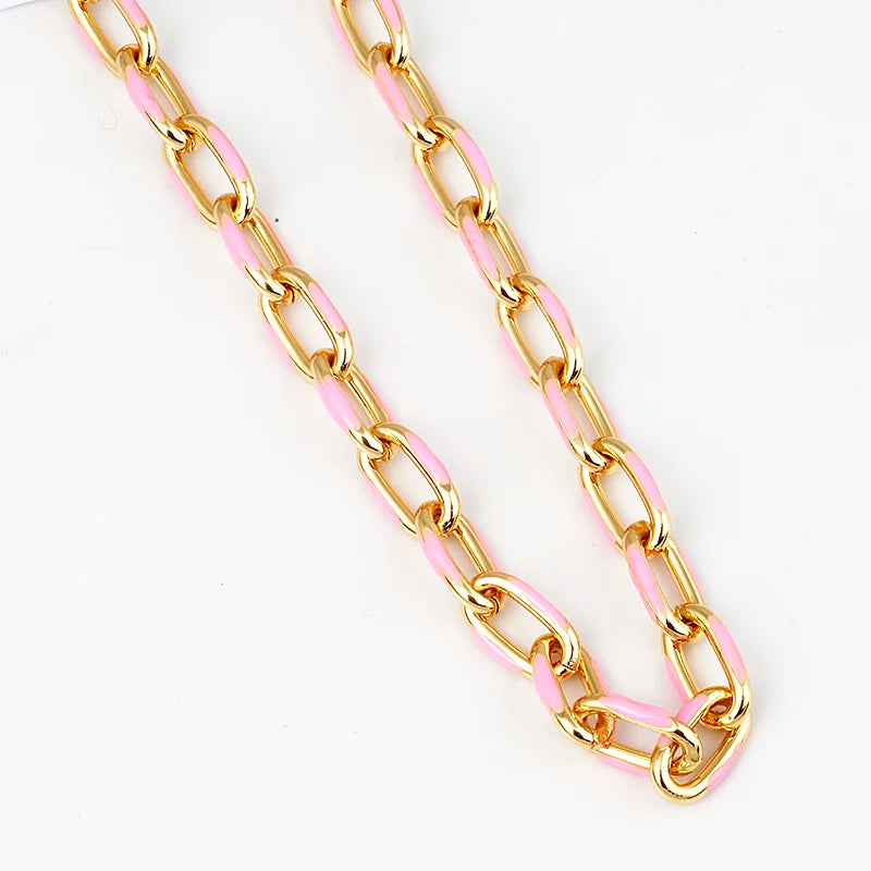 Chunky Oval Chain Paper Clip 1m Gold Plated Oil Dropped