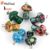 Natural Stone Mushroom Pendants Turquoises Jaspers Charms Jewelry Making DIY Nec