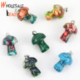 Natural Stone Mushroom Pendants Turquoises Jaspers Charms Jewelry Making DIY Nec