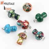 Natural Stone Mushroom Pendants Turquoises Jaspers Charms Jewelry Making DIY Nec