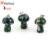 Natural Stone Mushroom Pendants Turquoises Jaspers Charms Jewelry Making DIY Nec