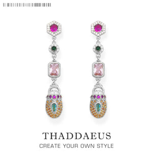 Colorful Scarab Drop Earrings in 925 Sterling Silver