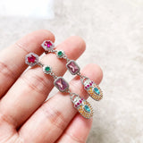 Colorful Scarab Drop Earrings in 925 Sterling Silver