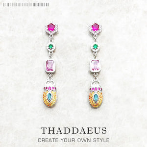 Colorful Scarab Drop Earrings in 925 Sterling Silver