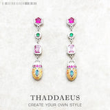 Colorful Scarab Drop Earrings in 925 Sterling Silver