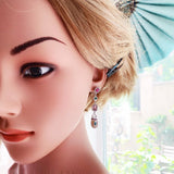Colorful Scarab Drop Earrings in 925 Sterling Silver