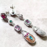 Colorful Scarab Drop Earrings in 925 Sterling Silver