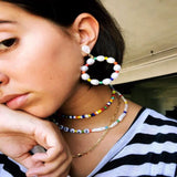 Colorful Seed Beads Earring with Freshwater Pearl