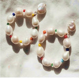 Colorful Seed Beads Earring with Freshwater Pearl