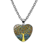 Tree of Life Heart Gemstone Pendant Necklace Halloween Gift