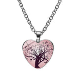 Tree of Life Heart Gemstone Pendant Necklace Halloween Gift