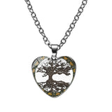 Tree of Life Heart Gemstone Pendant Necklace Halloween Gift