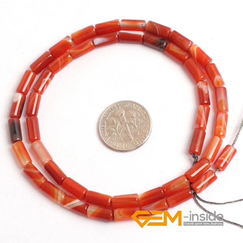 Tube Sardonyx Carnelian Beads Natural Stone Beads DIY 15 Inches